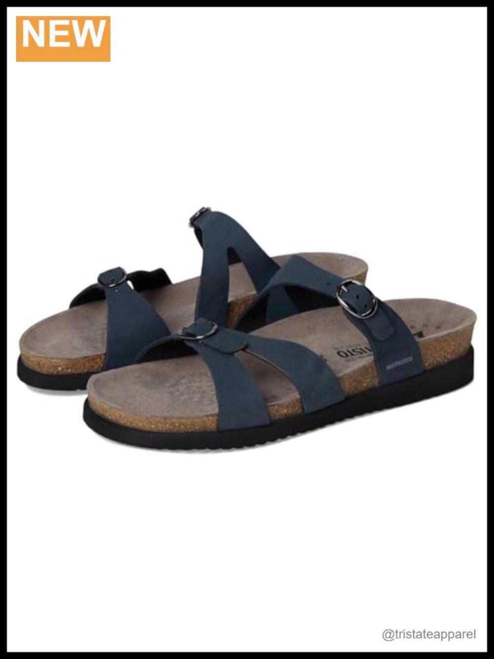 Mephisto Leather Cork Slide Sandals Buckle Adjustable Walking Comfort